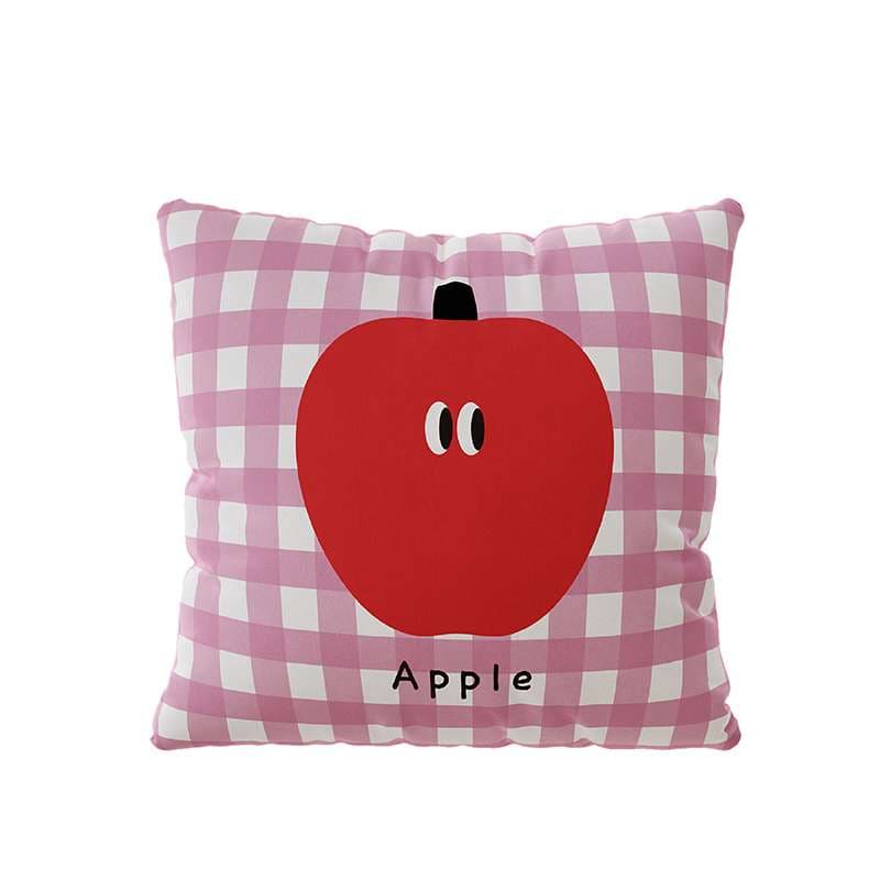クッションカバー リンゴ柄のギンガムチェックピロー
