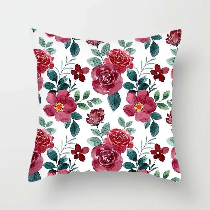水彩画風の花柄クッションカバー