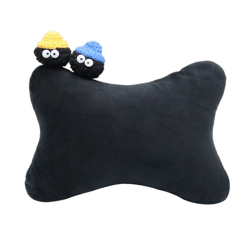 クッションカバー もこもこ煤玉ぬいぐるみ付き骨型枕