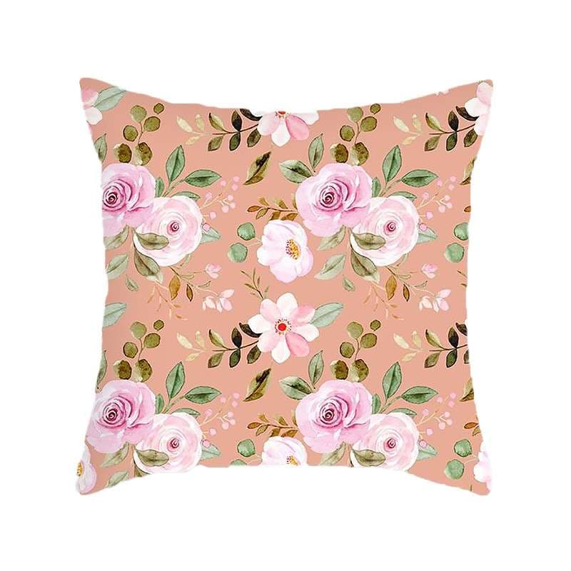 水彩画風の花柄クッションカバー