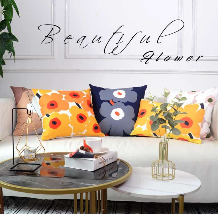 クッションカバー 花咲くリビングのくつろぎクッション