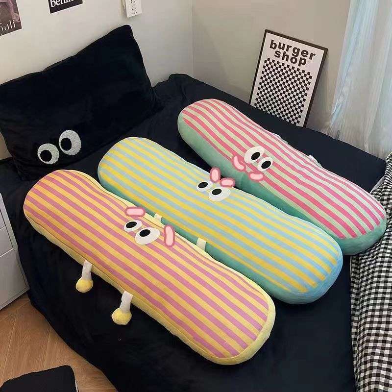 クッションカバー 面白目玉付き細長クッション